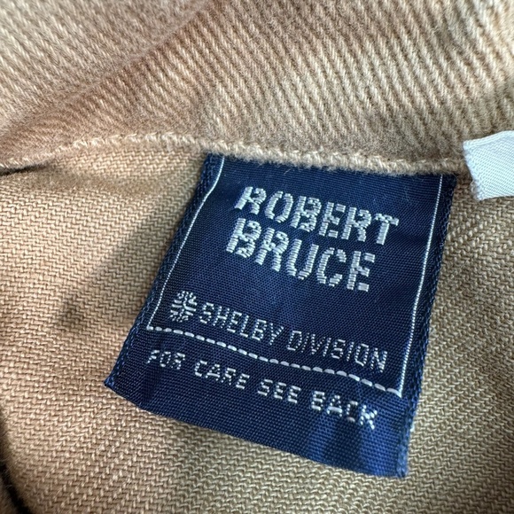 Robert Bruce Point Collar Button Down Shirt Mens Size M Tan Textured - Picture 3 of 10